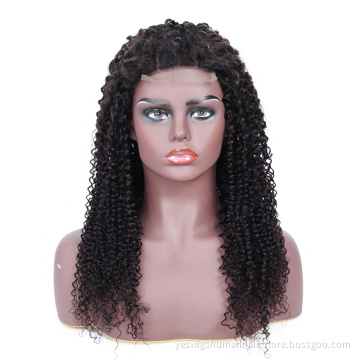 mongolian kinky curly human hair wigs for black women 4x4 closure lace front hair wig with bouncy curls large stock wholesale